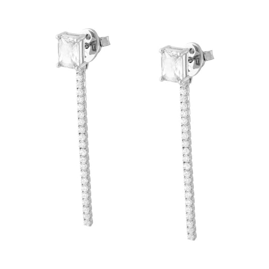 Ohrstecker Punto Luce Baguette Weiß und Tennis-Anhänger mit weißen Cubic Zirconia aus 925er Silber rhodiniert - MeinSchmuckShop