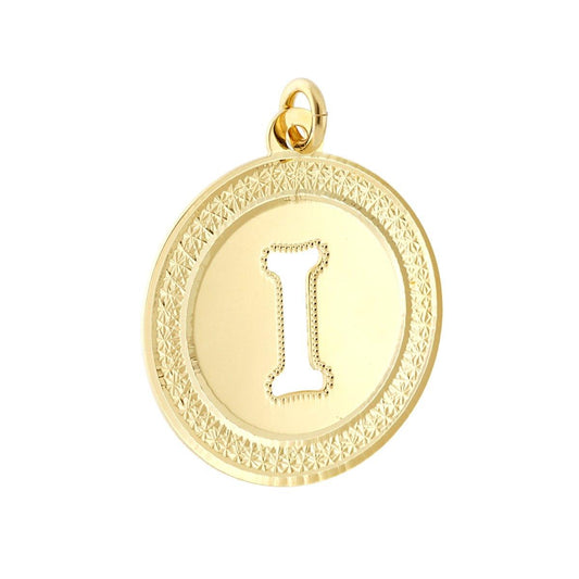 Runder Anhänger Ø 45 mm, diamantiert, mit dem Initialbuchstaben des Namens, aus Edelstahl, goldfarben - MeinSchmuckShop