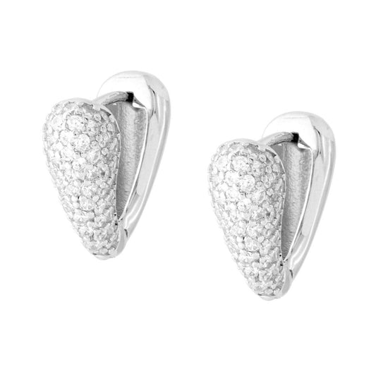 V-förmige Ohrstecker mit weißen Cubic Zirconia aus 925er Silber, rhodiniert - MeinSchmuckShop