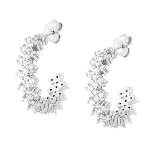 Ohrringe Kreise mit weißen Cubic Zirconia aus Sterling-Silber 925 rhodiniert - MeinSchmuckShop