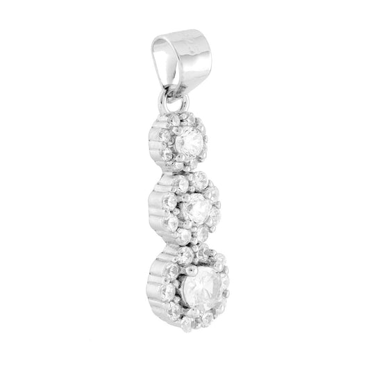 Anhänger Trilogy Degrade Weiße Blüten, umrandet von weißen Cubic Zirconia, in 925er Silber rhodiniert - MeinSchmuckShop