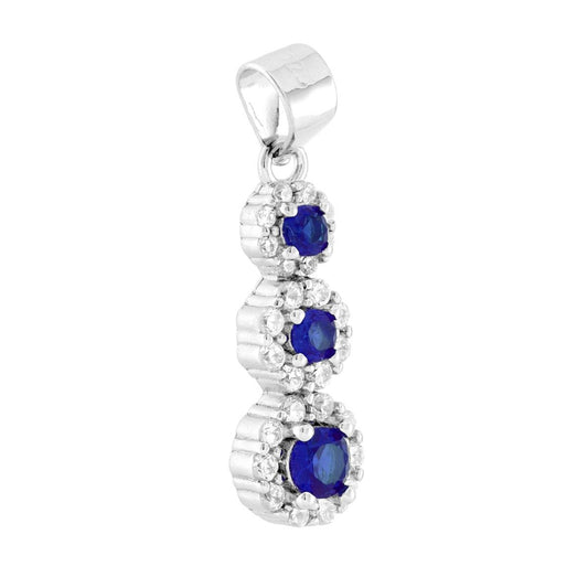 Anhänger Trilogy Degrade Blaue Saphir-Blüten, von weißen Cubic Zirconia umrandet, aus 925er Silber, galvanisch rhodiniert. - MeinSchmuckShop