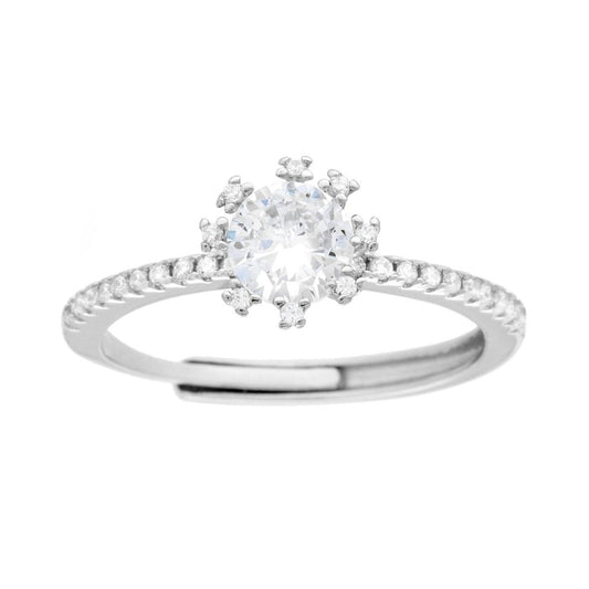 Solitärring mit weißem Cubic Zirconia, mm 5, aus Silber 925, galvanisch rhodiniert. - MeinSchmuckShop