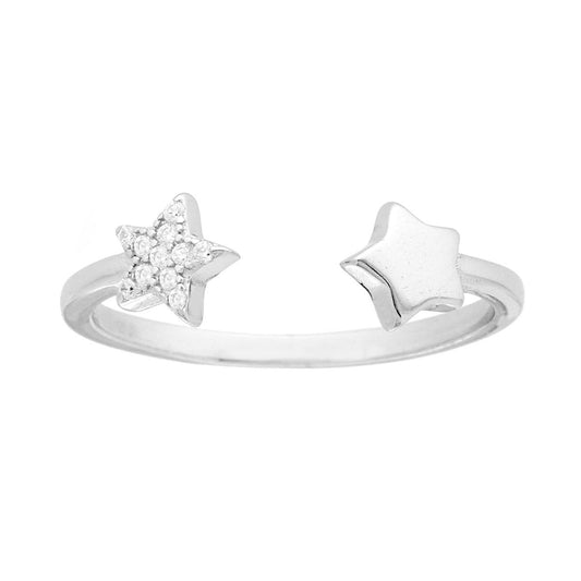 Ring mit weißen Cubic-Zirkonien in 925er Silber, rhodiniert galvanisch - MeinSchmuckShop