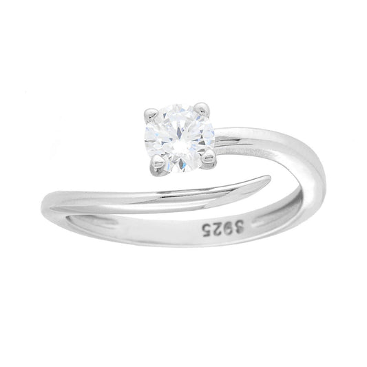 Solitärring mit weißen Cubic-Zirconia, Gr. 5, aus 925er Silber rhodiniert - MeinSchmuckShop