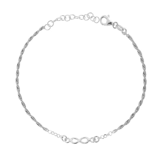 Armband mit verflechteter Kette, diamantbesetzt, mit Unendlichkeitssymbol aus 925er Silber rhodiniert. - MeinSchmuckShop