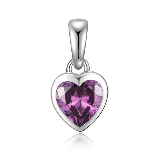 Anhänger Herz mit Zirkonia lila Silber 925/000 - MeinSchmuckShop