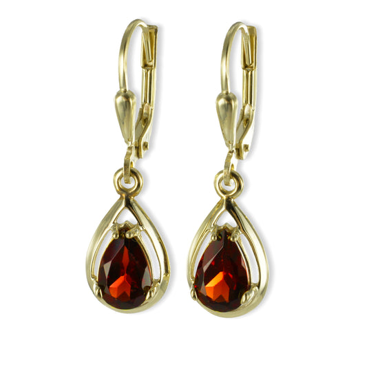 Ohrhänger mit Granat - Gold 333/000