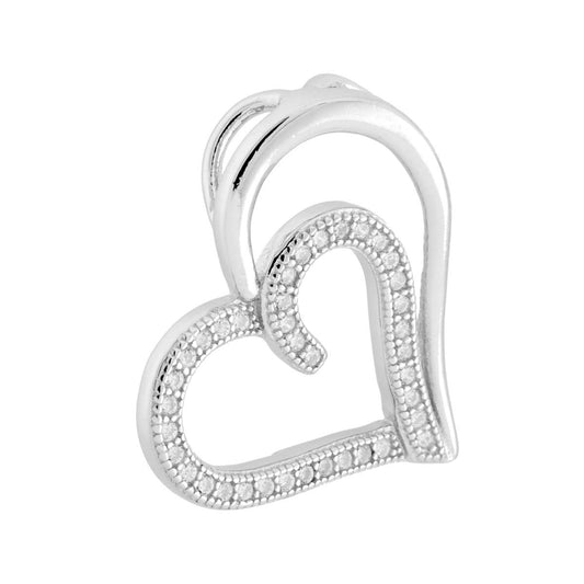Herzanhänger mit weißen Cubic-Zirkonien aus Silber 925, galvanisch rhodiniert - MeinSchmuckShop