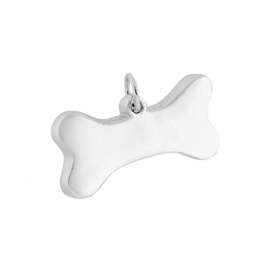 Anhänger Plättchen Schildchen Knochen Hund schlicht in Silber 925 galvanische Rhodium-Beschichtung - MeinSchmuckShop