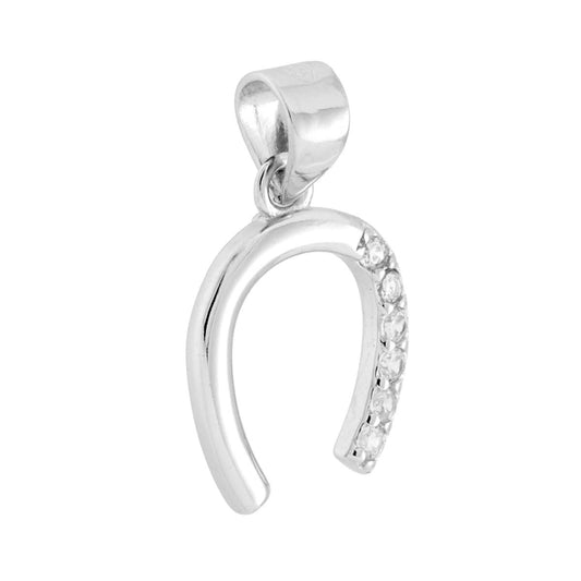 Hufeisenanhänger mit weißen Cubic Zirconia aus Sterlingsilber 925, rhodiniert. - MeinSchmuckShop