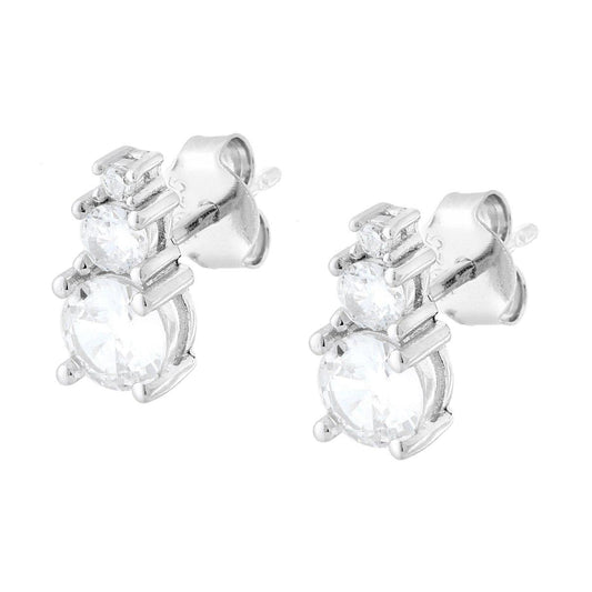 Ohrstecker Tennis Trilogy Degradé Cubic Zirconia Weiß in Sterlingsilber 925 Rhodiumbeschichtung - MeinSchmuckShop