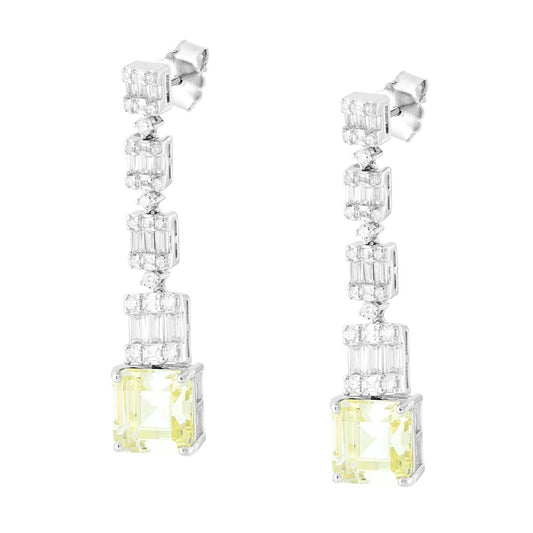 Tennis-Ohrringe mit natürlichen gelben Saphiren und weißen Cubic Zirconia, aus 925er Silber, rhodiniert - MeinSchmuckShop