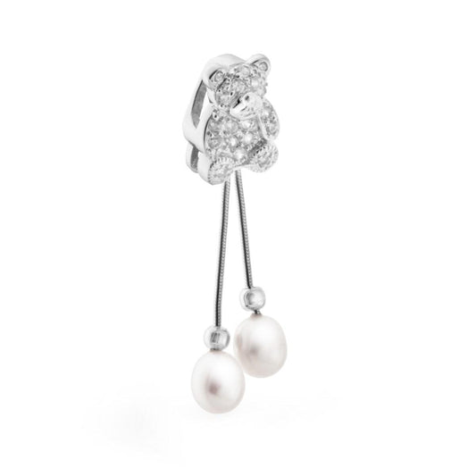 Anhänger Bär mit Flussperle und weißen Zirkonien, rhodiniertes 925er Silber - MeinSchmuckShop