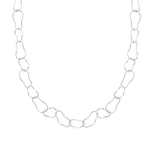 Halskette Fantasie, abwechselnd diamantiert und glänzend, aus Silber 925, galvanisch rhodiniert. - MeinSchmuckShop
