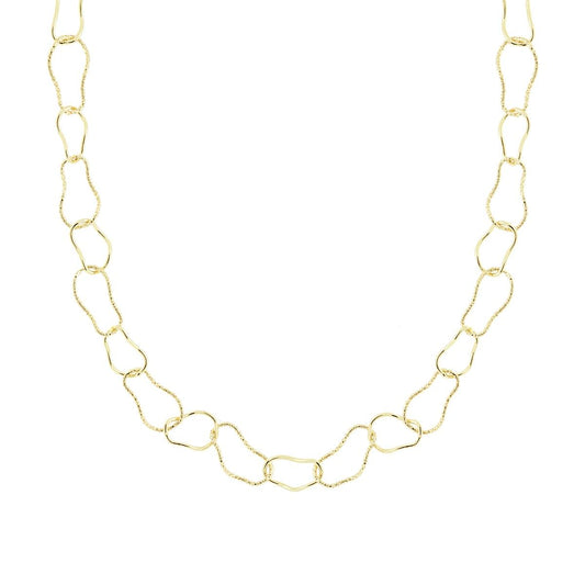 Kette mit Fantasie-Muster, abwechselnd diamantiert und glatt, aus 925er Silber, vergoldet - MeinSchmuckShop