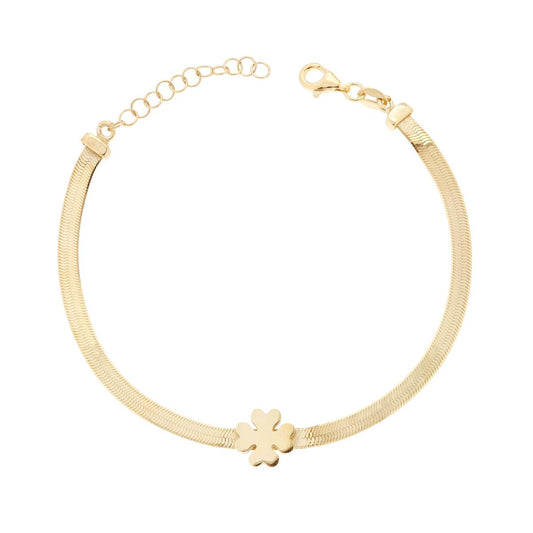 Armband Kette Magic Quadrifoglio schlicht aus 925er Silber, galvanisch vergoldet. - MeinSchmuckShop