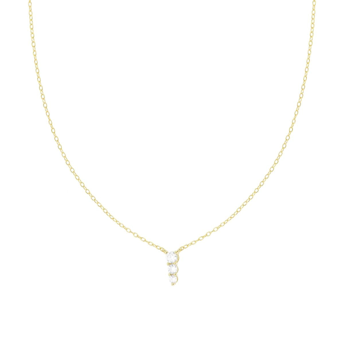 Kette mit diamantierter Forzatina-Kette, Trilogy Cubic Zirconia Weiß, Silber 925, vergoldet - MeinSchmuckShop