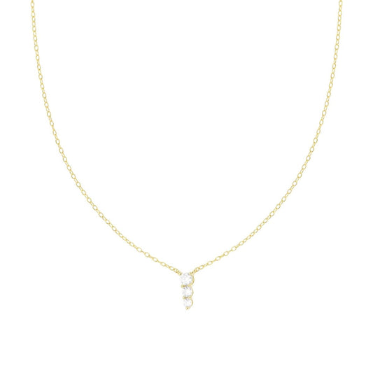 Kette mit diamantierter Forzatina-Kette, Trilogy Cubic Zirconia Weiß, Silber 925, vergoldet - MeinSchmuckShop