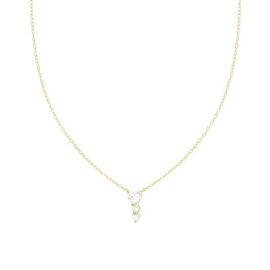 Kette aus Forzatina-Diamantierung mit Trilogy-Herz kubische Zirkonia Weiß, Silber 925 galvanisch Gold - MeinSchmuckShop