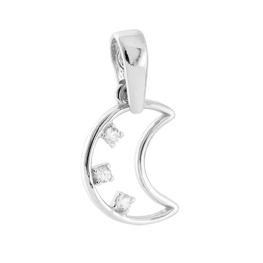 Mondanhänger mit weißen Cubic-Zirconia, Silber 925, rhodiniert - MeinSchmuckShop