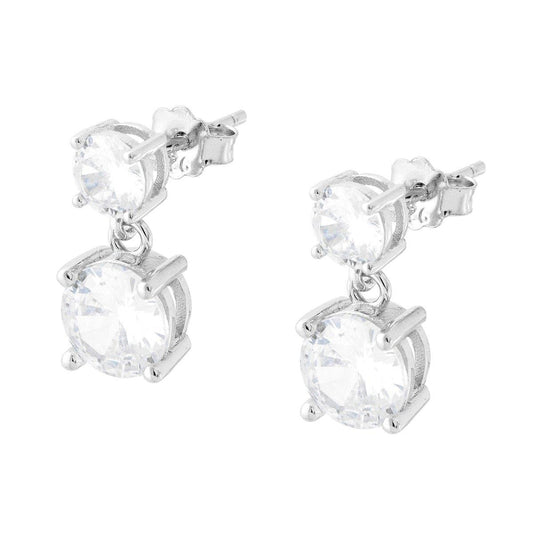Hängende Lichtpunkte-Ohrringe mit weißen Cubic Zirconia aus 925er Silber, rhodiniert - MeinSchmuckShop