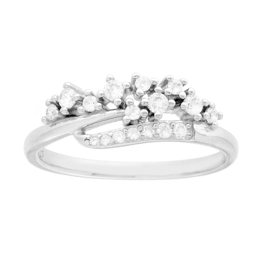 Fantasy-Ring, Modell Veretta, mit weißen Cubic-Zirkonien, aus 925er Silber, galvanisch rhodiniert - MeinSchmuckShop