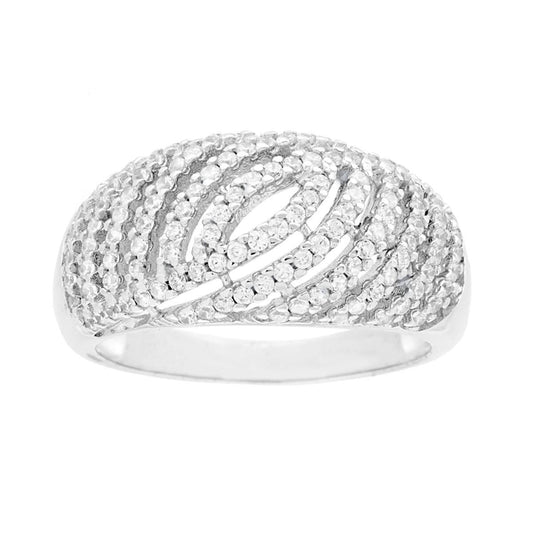 Ringband mit weißen Cubic Zirconia in Silber 925 rhodiniert - MeinSchmuckShop