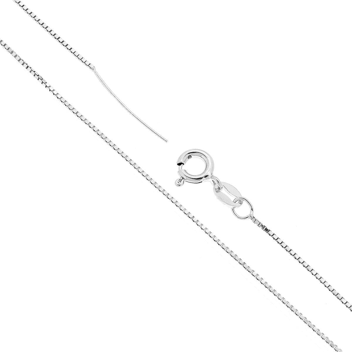 Venezianerkette diamantiert 015 Querschnitt 0,8 mm, Länge 45 cm + Nadel aus Silber 925 galvanisch rhodiniert - MeinSchmuckShop