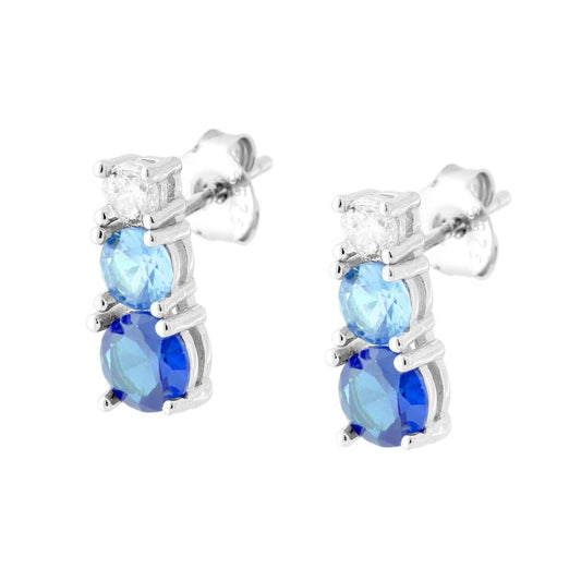 Ohrringe-Trilogie mit Cubic Zirconia Blau Saphir-Verlauf aus 925er Silber, rhodiniert - MeinSchmuckShop