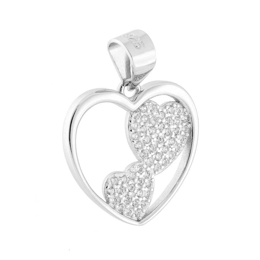 Herzanhänger und Herzchen mit weißen Cubic Zirconia aus 925er Silber, galvanisch rhodiniert - MeinSchmuckShop