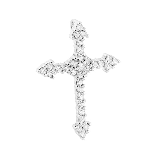Römischer Kreuzanhänger mit weißen Cubic Zirconia, Silber 925, rhodiniert - MeinSchmuckShop
