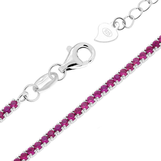 Tennisarmband Griffe cm 16+3 mit Zirkonen 1,5 mm Rubinrot aus 925er Silber rhodiniert - MeinSchmuckShop