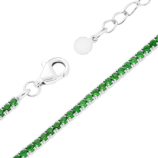 Tennisarmband Griffe cm 16+3 mit Zironen, Ø 1,5 mm, Smaragdgrün, aus 925er Silber, rhodiniert. - MeinSchmuckShop