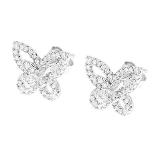 Ohrringe Schmetterling mit weißen Cubic Zirconia in 925er Silber rhodiniert. - MeinSchmuckShop