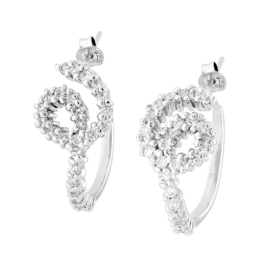 Ohrring mit Band und weißen Cubic Zirconia, aus 925er Silber, rhodiniert - MeinSchmuckShop