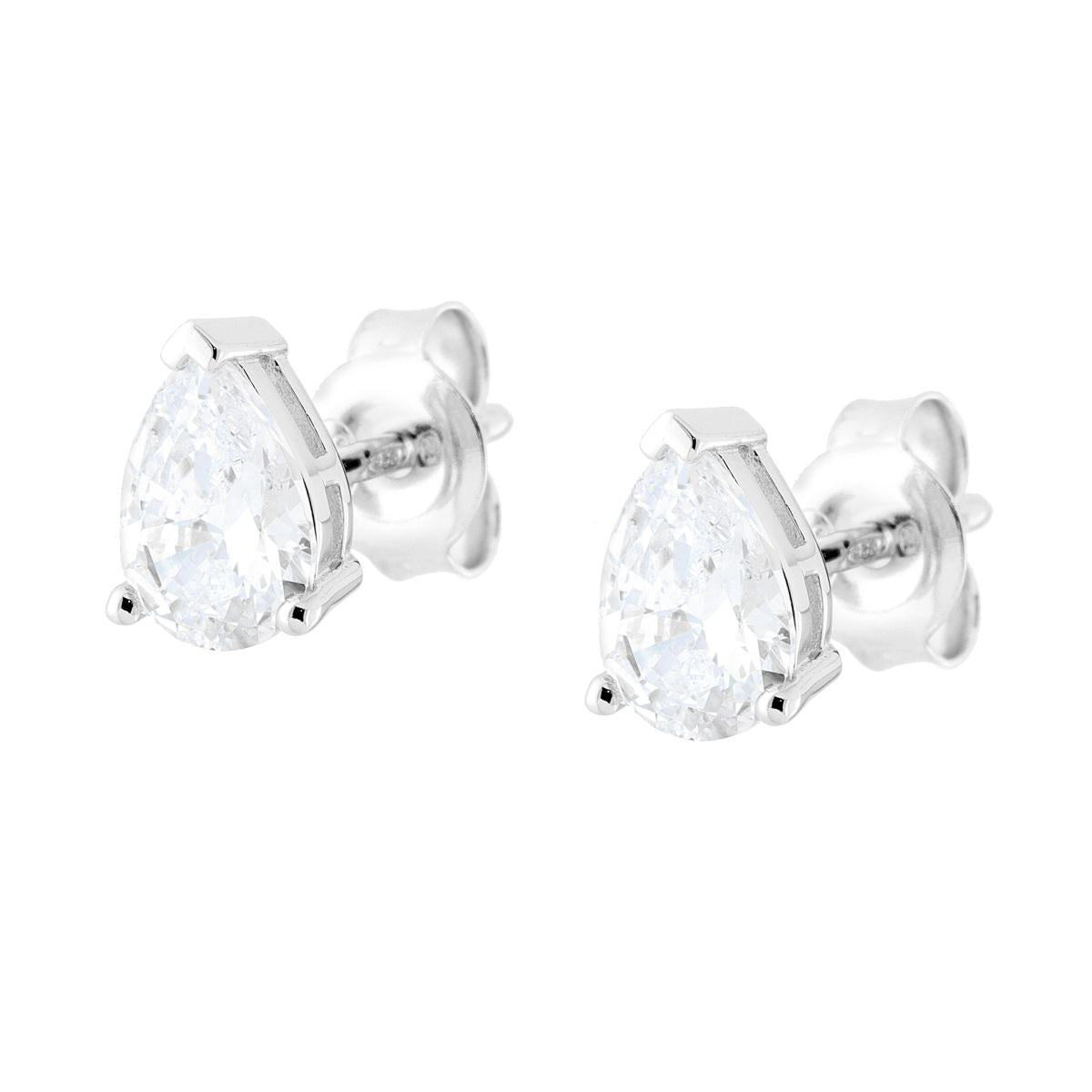 Ohrringe Punkt-Licht Tropfen mit weißem Cubic Zirconia aus Silber 925, rhodiniert. - MeinSchmuckShop