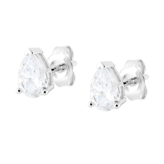 Ohrringe Punkt-Licht Tropfen mit weißem Cubic Zirconia aus Silber 925, rhodiniert. - MeinSchmuckShop