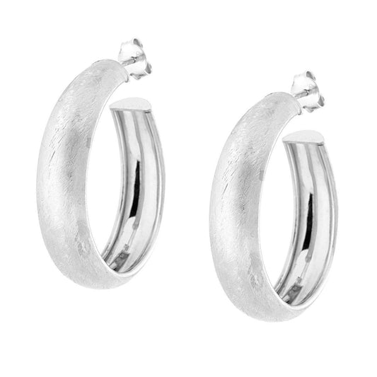 Ohrringe Ringband gewölbt gebürstet 32 mm Silber 925 rhodiniert - MeinSchmuckShop