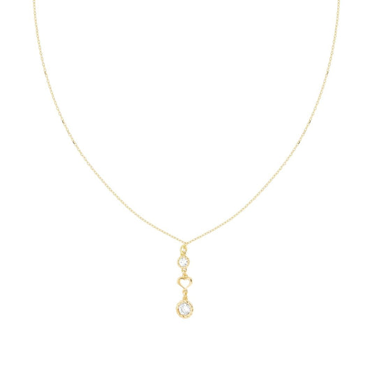 Kette, fein diamantiert, mit Herz und weißen Cubic Zirconia, Silber 925, vergoldet - MeinSchmuckShop