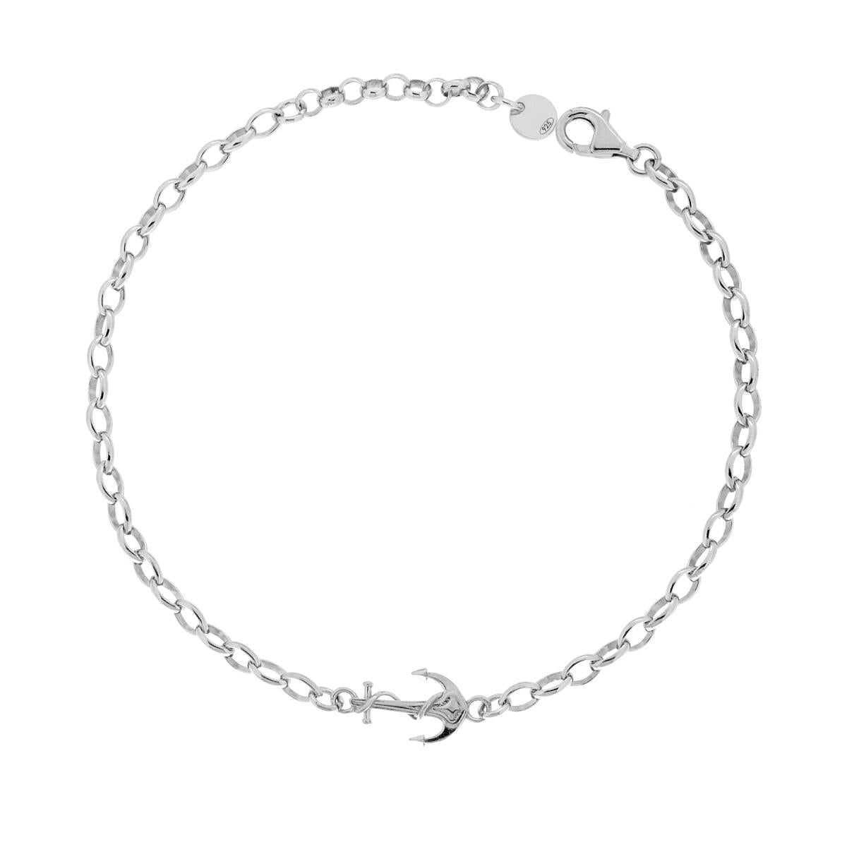 Armband Kette Forzatina Oval mit zentralem Anker in Silber 925 rhodiniert - MeinSchmuckShop
