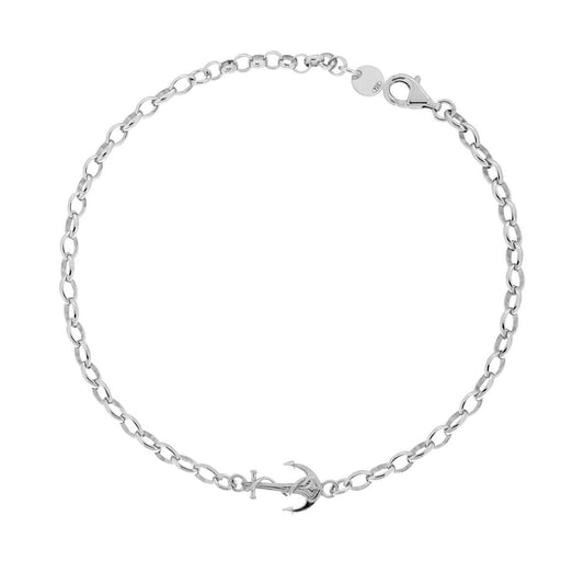 Armband Kette Forzatina Oval mit zentralem Anker in Silber 925 rhodiniert - MeinSchmuckShop
