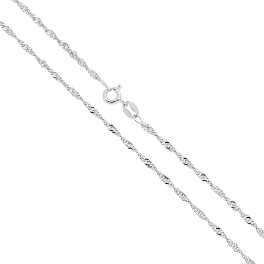 Singapore-Kette mit Diamanten, Länge 45 cm, Durchmesser 1,9 mm, Silber 925 rhodiniert. - MeinSchmuckShop