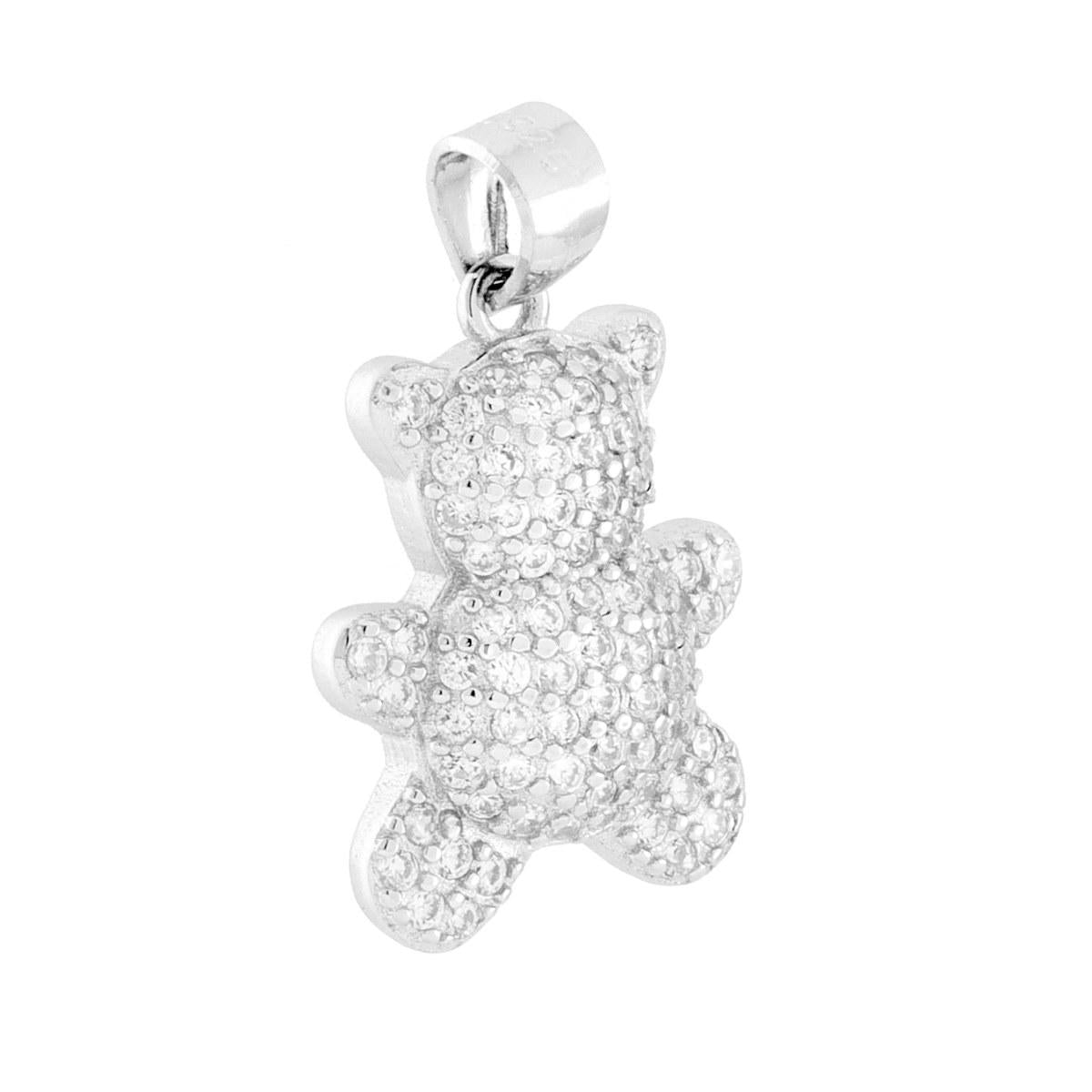 Anhänger Bär mit weißen Cubic Zirconia, aus 925er Silber, galvanisch rhodiniert. - MeinSchmuckShop