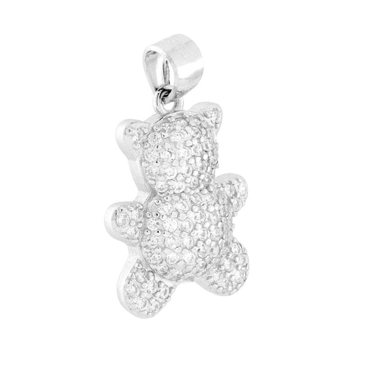 Anhänger Bär mit weißen Cubic Zirconia, aus 925er Silber, galvanisch rhodiniert. - MeinSchmuckShop