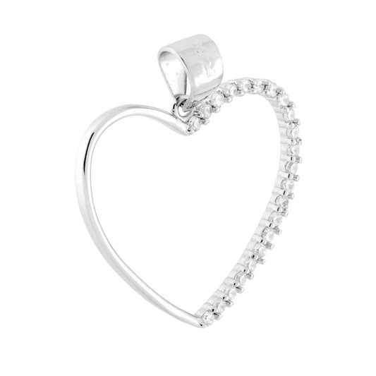 Herzanhänger mit weißen Cubic Zirconia, rhodiniert in 925er Silber - MeinSchmuckShop