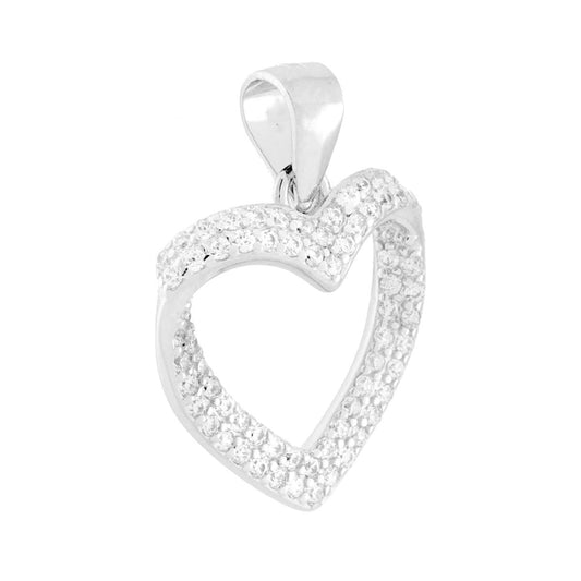Herzanhänger aus 925er Silber, rhodiniert, mit weißen Cubic-Zirkonien - MeinSchmuckShop
