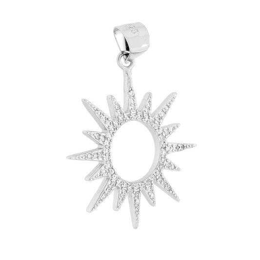 Sonnenanhänger mit weißen Cubic Zirconia aus 925er Silber, rhodiniert - MeinSchmuckShop