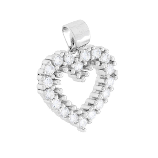 Herzanhänger mit weißen Cubic Zirconia in 925er Silber rhodiniert - MeinSchmuckShop