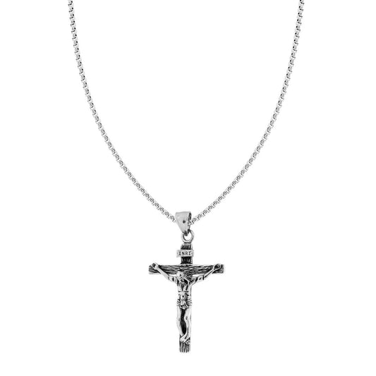 Venezianische Rundkette mit Kreuz Christi Anhänger aus Stahl - MeinSchmuckShop